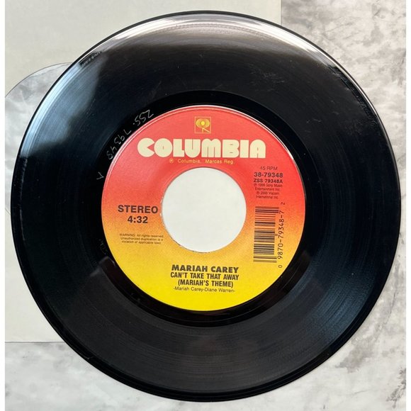 Mariah Carey Can't Take That Away / Crybaby 90s 45 Hip Hop Pop Columbia VG+ - Picture 4 of 6